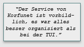 Korfu Bewertung Rückmeldung